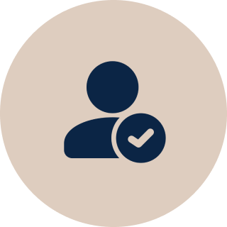User icon with checkmark in circle.